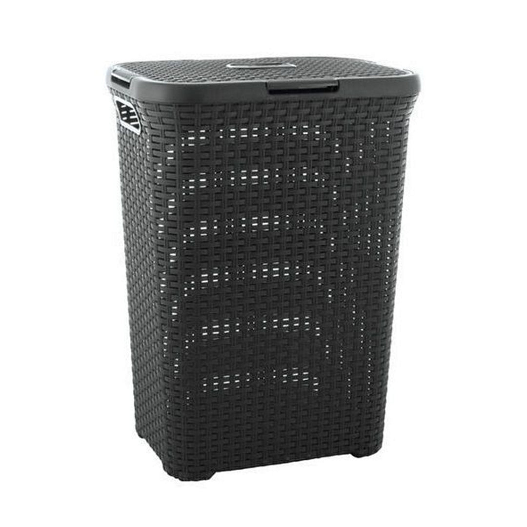 Coș de rufe Curver, design ajurat, 40L, gri închis, Natural Style