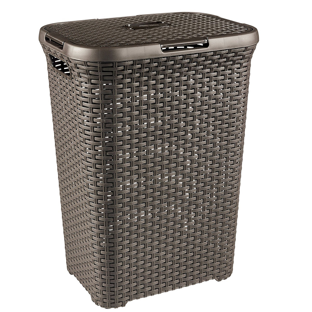 Coș de rufe Curver, design ajurat, 60L, maro închis, Natural Style