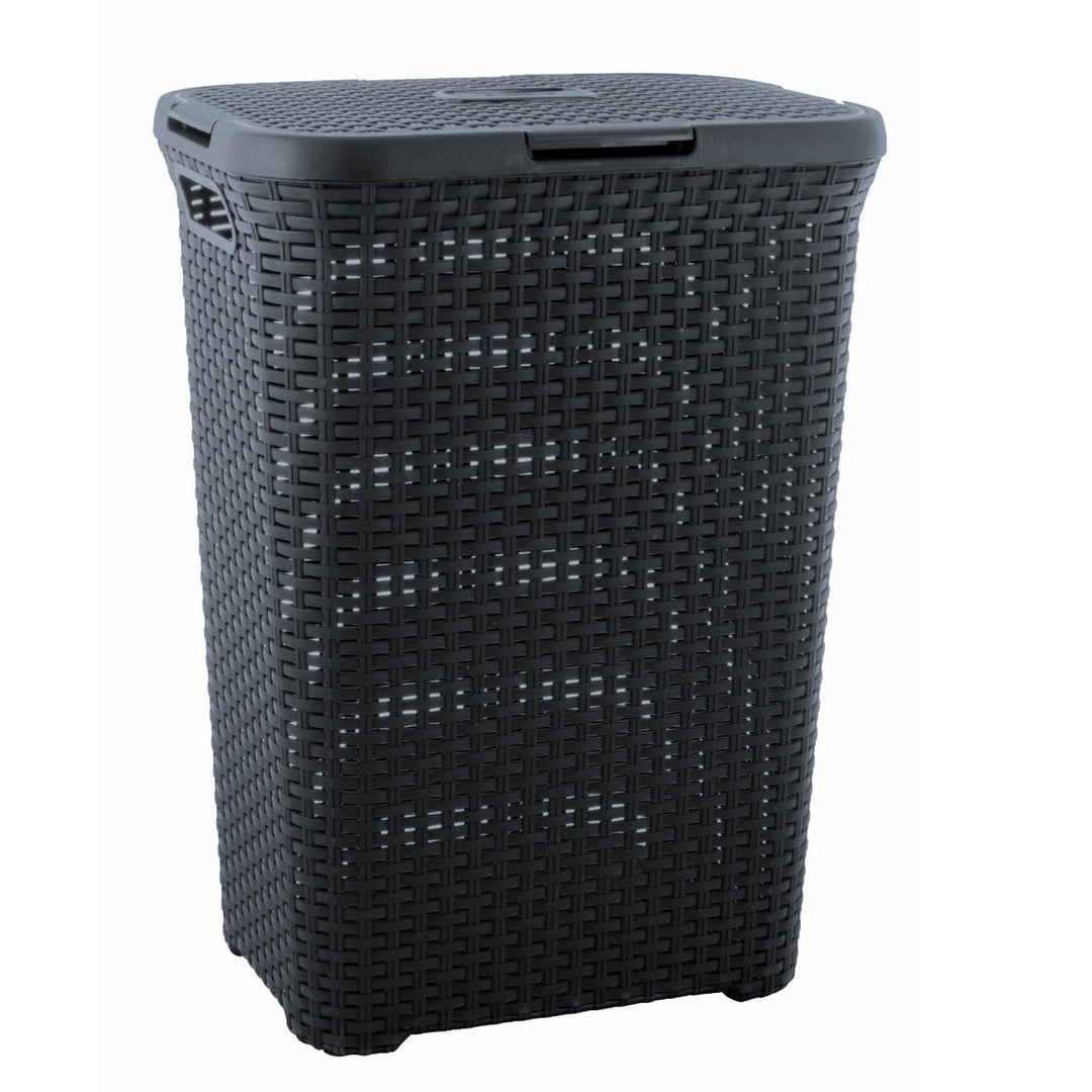 Coș de rufe Curver, design ajurat, 60L, gri închis, Natural Style