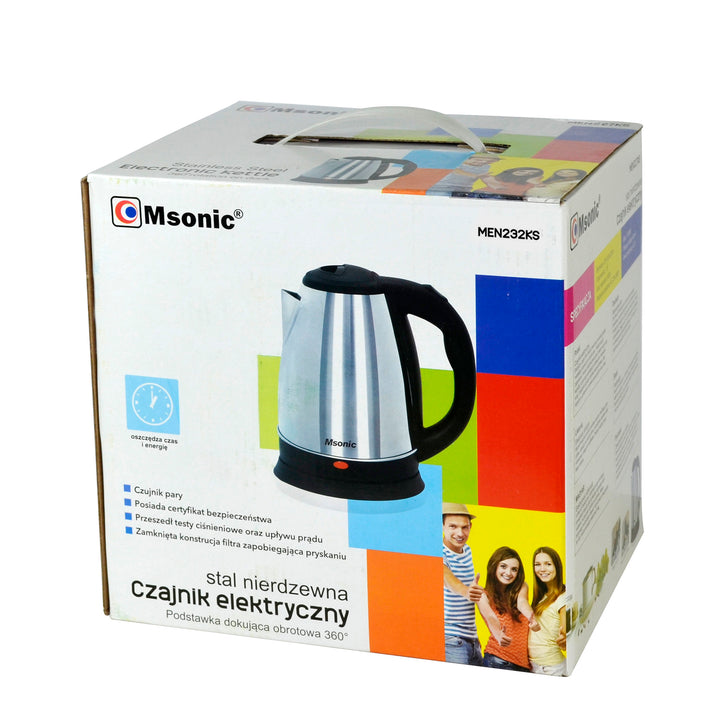 Msonic MEN329KS 1.8L Ceainic electric fără fir din oțel inoxidabil
