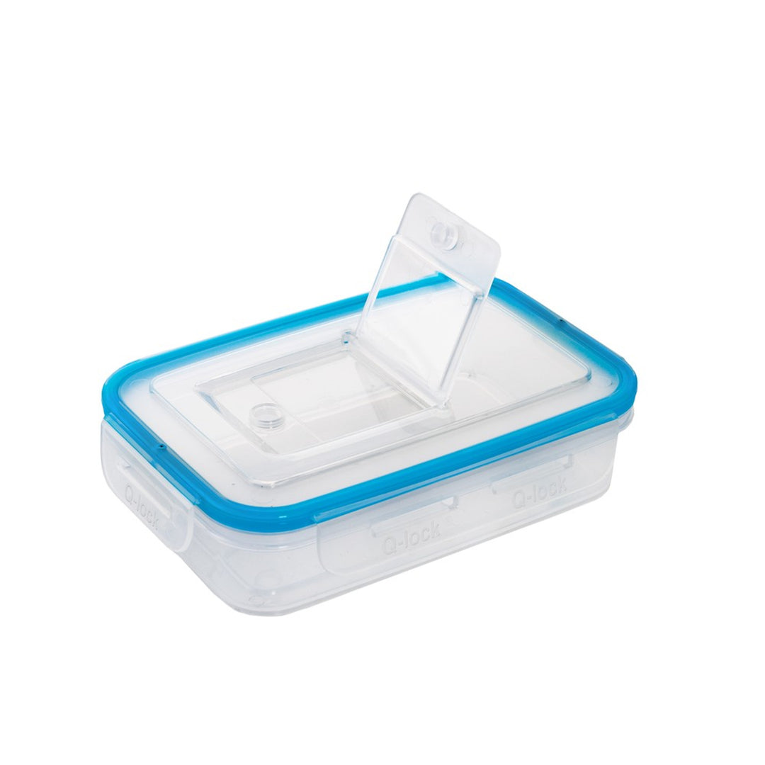 BranQ - Recipient multifuncțional | Q-Lock 575ml pentru alimente | Albastru și transparent