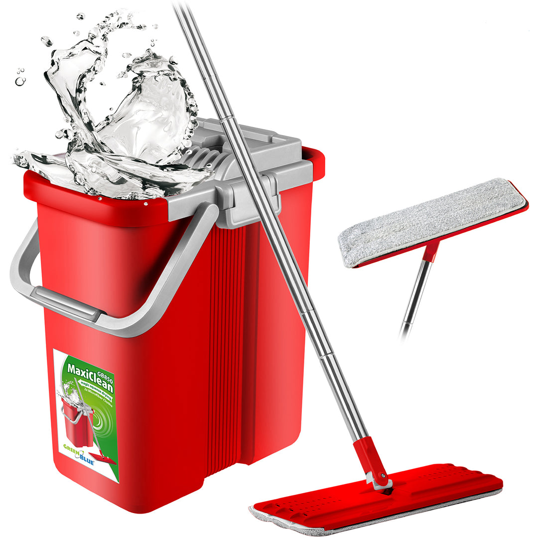 Mop plat cu galeata si storcator GreenBlue MaxiClean GB850 + doua reincarcari