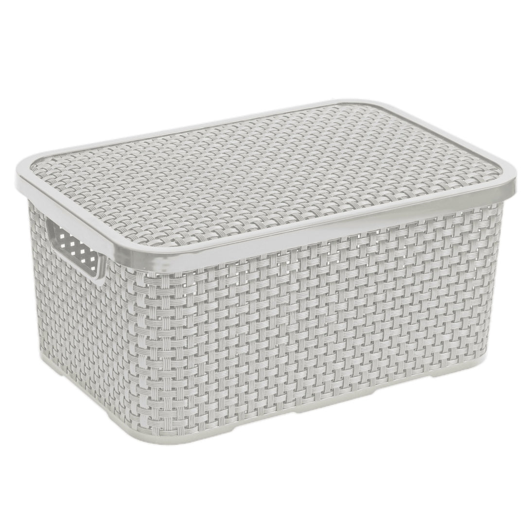 Coș de ratan BranQ cu capac 7L material: plastic culoare gri