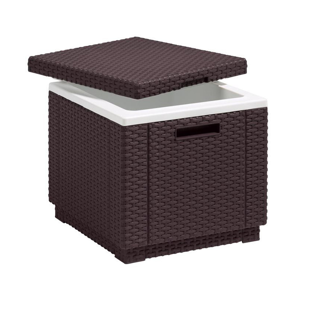 Frigider de grădină Keter Allibert Ice Cube - compact, maro, 42 x 42 x 41 cm