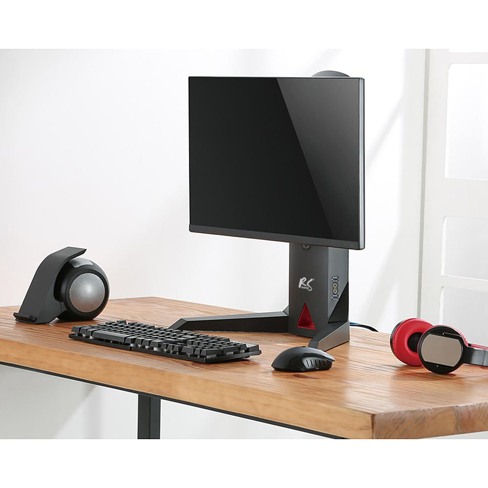 Suport monitor NanoRS RS110, stand liber, contragreutate, jocuri 17-32 "8kg VESA 75x75 și 100x100, 2xUSB 3.0, mufă pentru căști și microfon