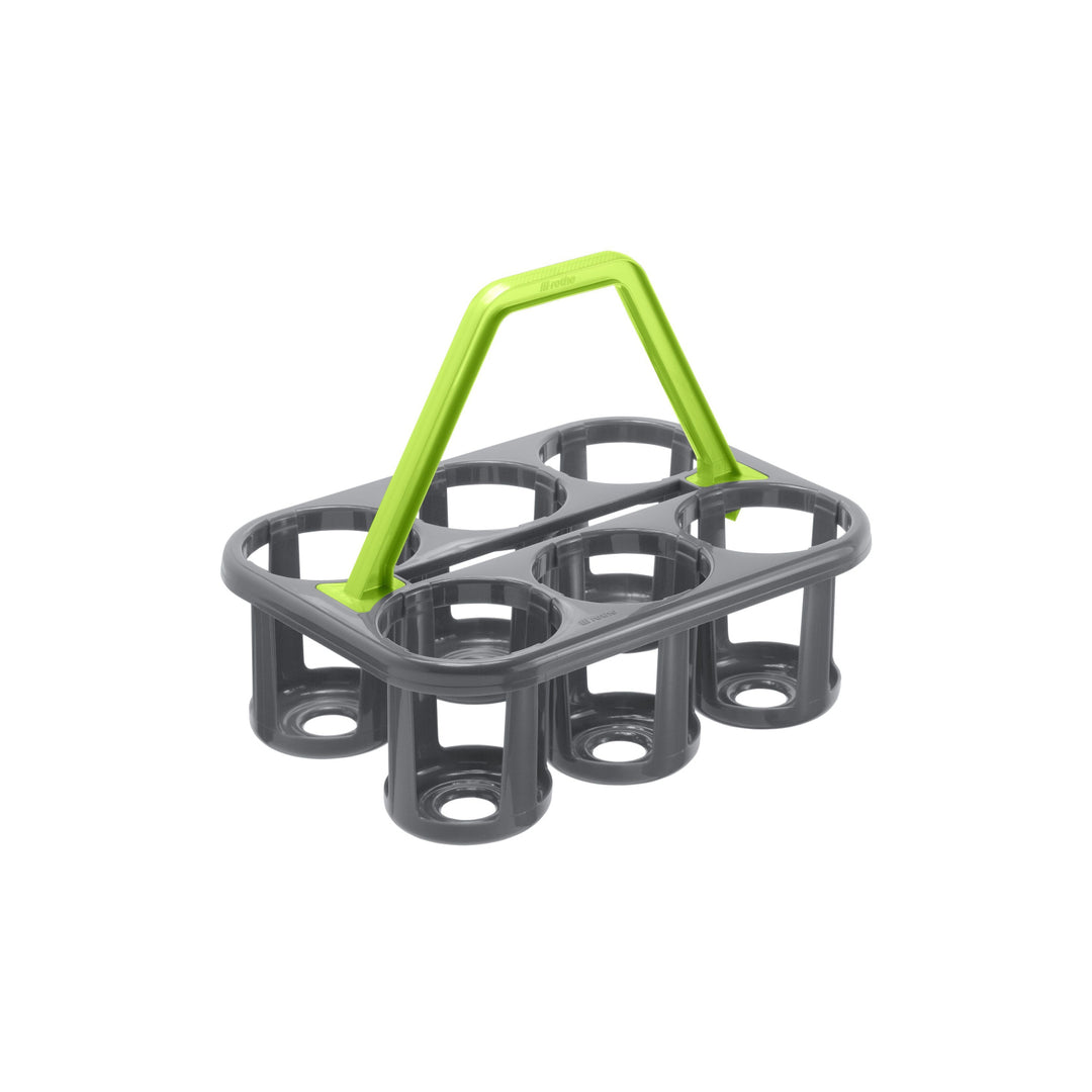 Rotho 1778008853 Suport de plastic 6 sticle Suport pentru sticle Practic, mâner confortabil și manevrabil Coș 6 x 1.5L