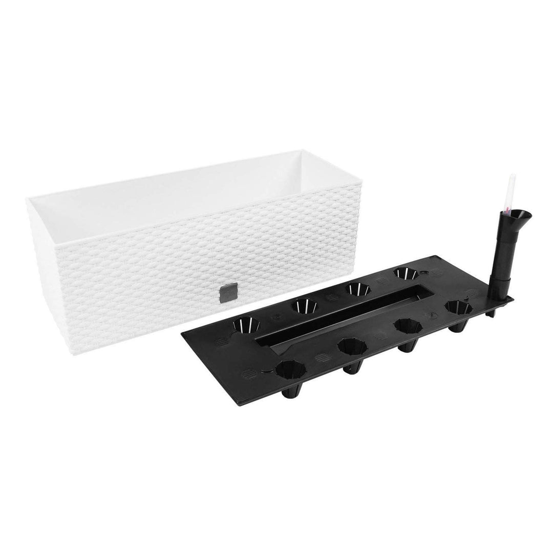 Ghiveci de plante/flori imitație de ratan dreptunghiular 17L Prosperplast Rato DRTC500 S449 alb