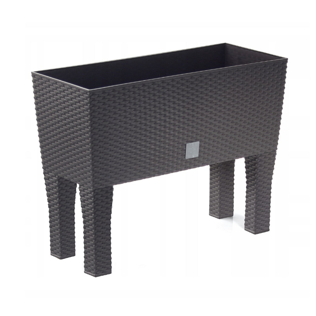 Ghiveci de plante/flori cu picioare imitație de ratan dreptunghiular Prosperplast Rato Case DRTC600H 440U maro