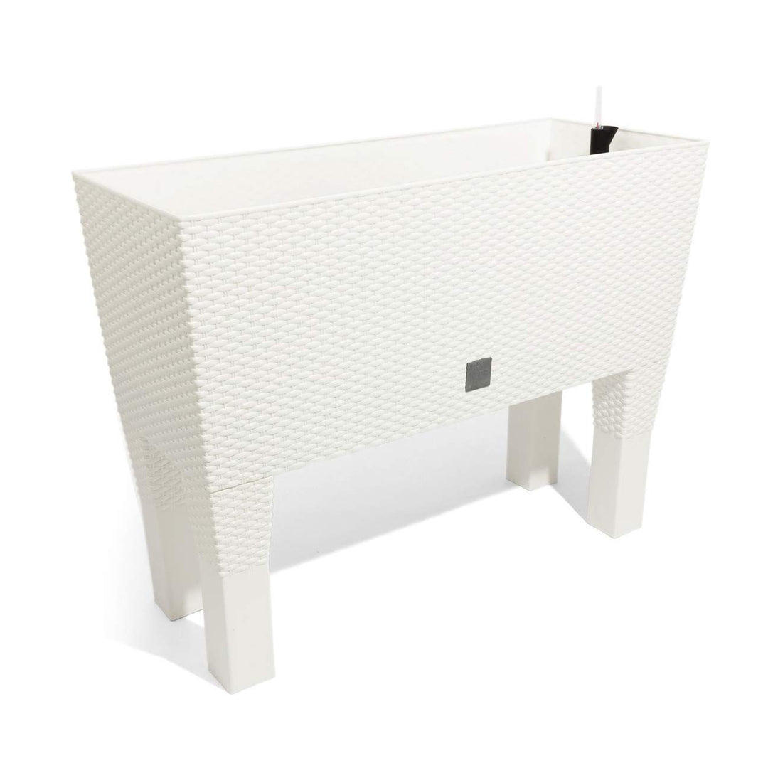 Ghiveci de plante/flori cu picioare imitație de ratan dreptunghiular Prosperplast Rato Case DRTC600H S449 alb