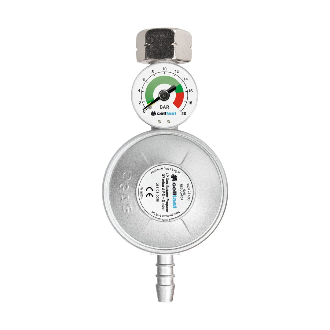 Reductor de presiune gaz propan-butan cu presiune de intrare manometru 0,3-16 bar presiune de ieșire 37 Mbar ...