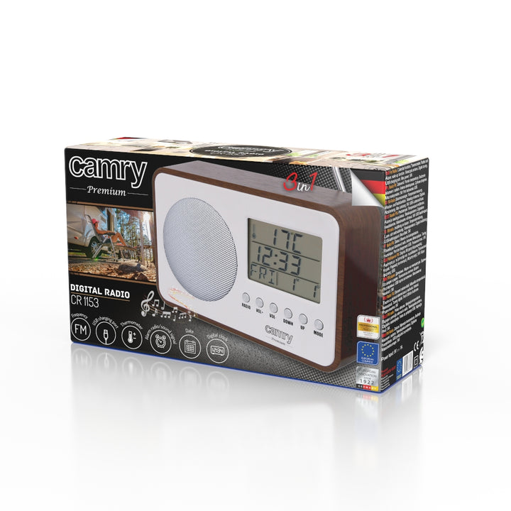 Camry CR 1153 Radio digital LCD, antenă telescopică rotativă, calendar, termometru, ceas cu alarmă
