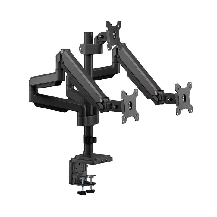 Suport monitor cu 3 brate, cu arc cu gaz și 1x port USB 3.0, conexiune pentru microfon/căști Braț de monit, 13"-32" până la 7 kg VESA 75x75 100x100