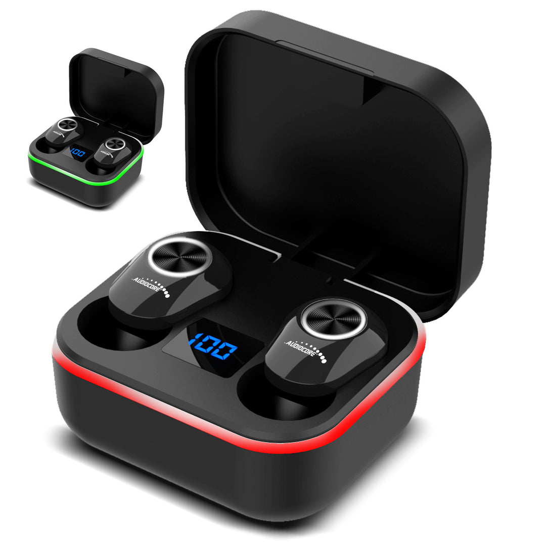 Casti TWS BT 5.1 Audiocore cu statie de incarcare, 300mAh, AC580 negru