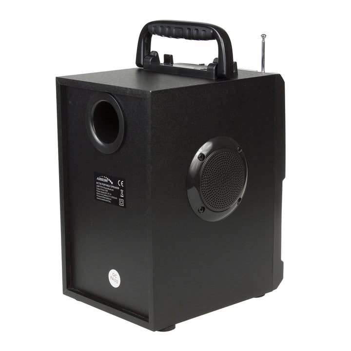 Difuzor bluetooth portabil / radio / SD / MMC / aux-in / USB / iluminare / telecomandă / antenă telescopică / conector microfon