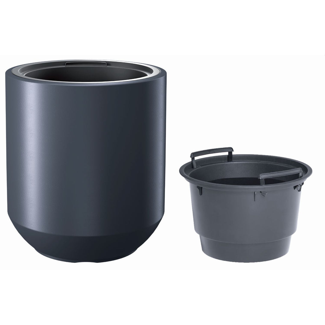 Ghiveci rotund cu inserție Prosperplast Heos, culoare antracit DPHEW400-S433