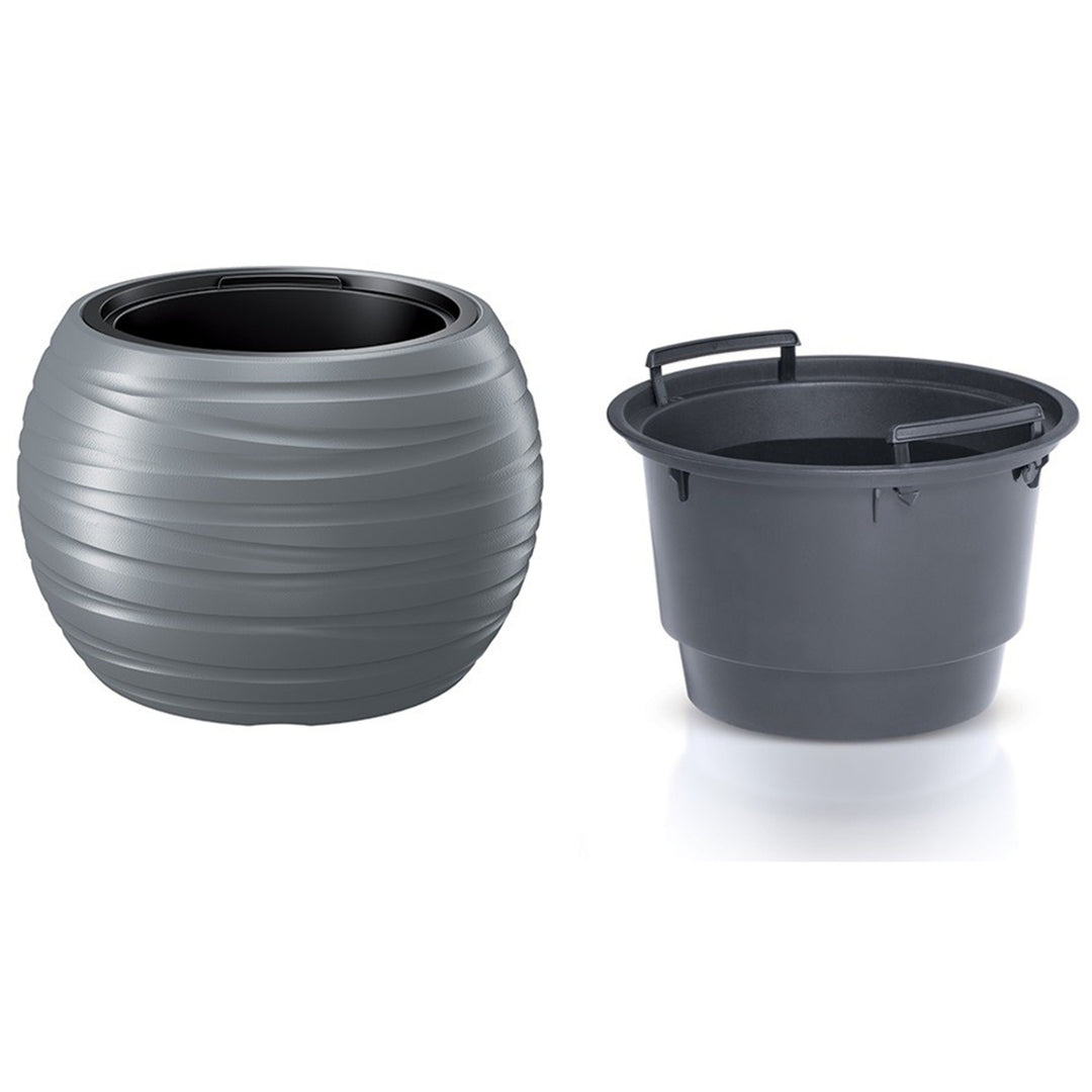 Ghiveci cu inserție Prosperplast Maze gri oval DBMZK440-405U