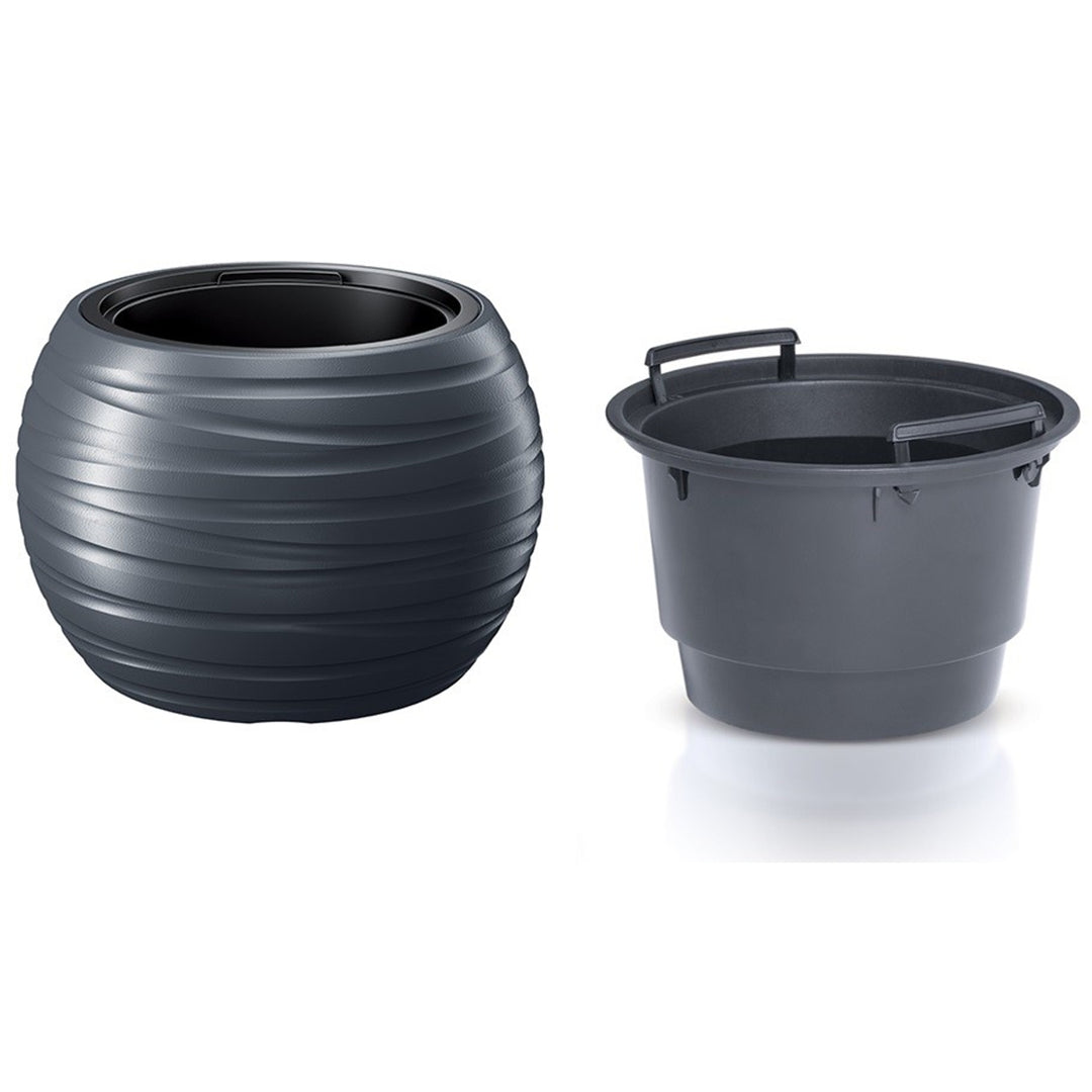 Ghiveci cu inserție Prosperplast Maze antracit oval DBMZK440-S433