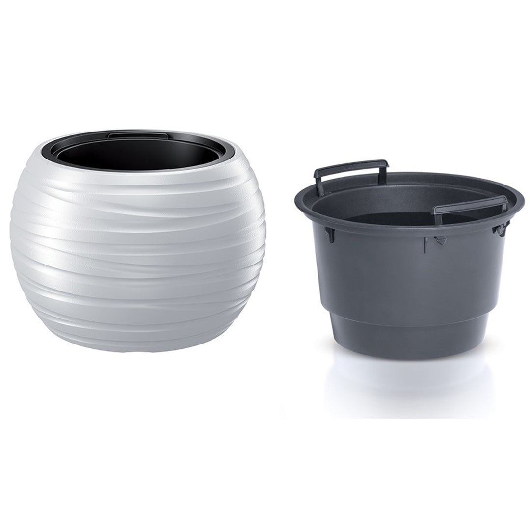 Ghiveci cu insert Prosperplast Maze alb oval DBMZK440-S449
