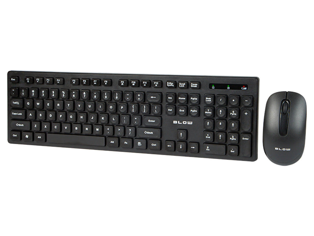 Set tastatura wireless cu mouse, 2.4 GHz, Blow, QWERTY Layout USB, Receptor de până la 10m pentru PC și notebook, negru