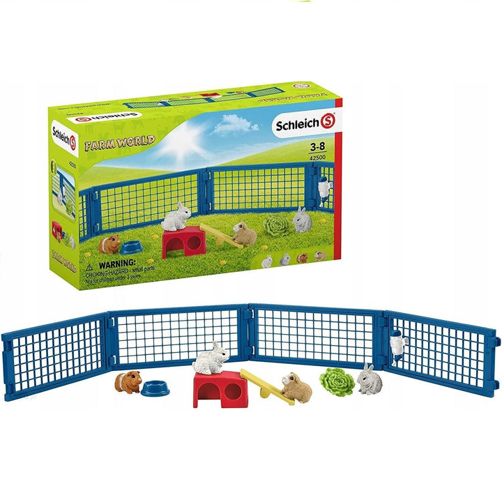 Schleich SLH42500 Schleich Farm World Rabbit & Guinea Pig Hutch Toy Play Set Figurine