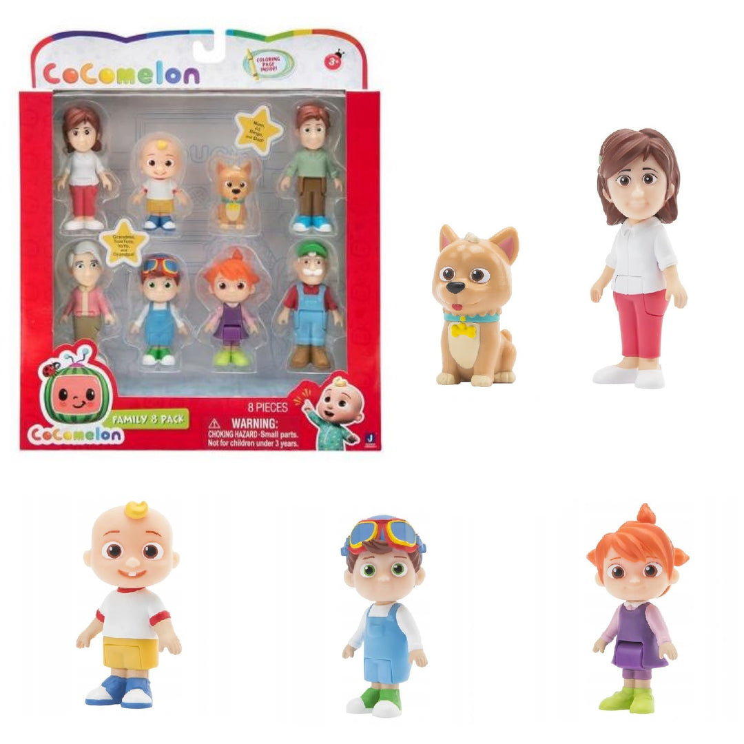 CoComelon CMW0047 CoComelon Official 3" Figurine 8 Pachet de familie JJ Mama Tata Bunica Bunicul TomTom Yoyo Bingo