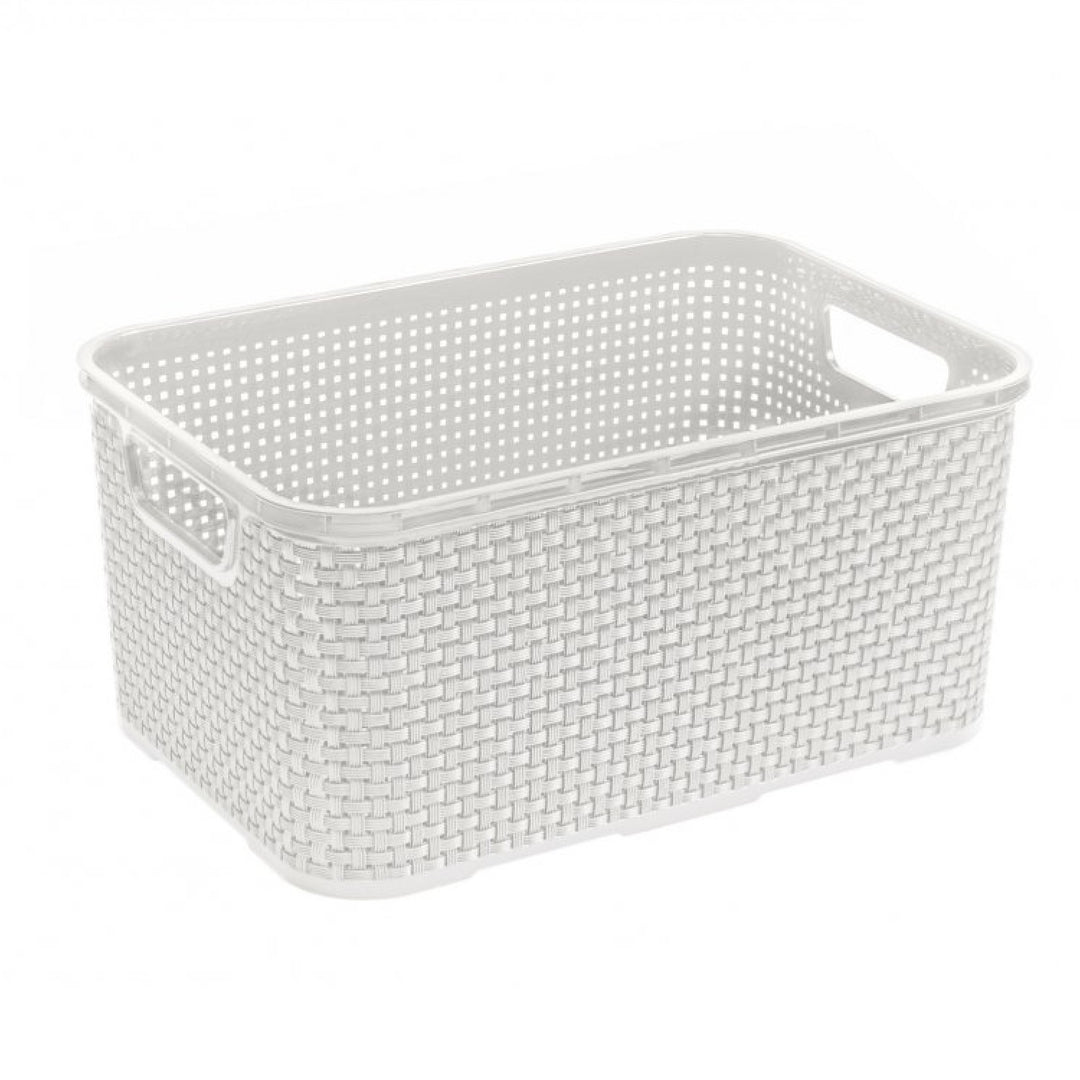 BranQ Container, coș din rattan 10L alb antic