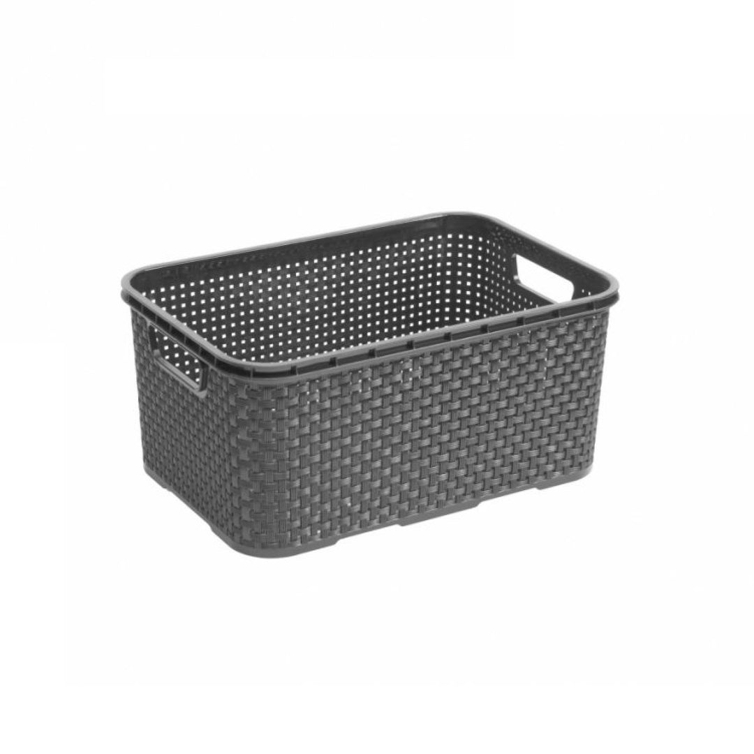 BranQ Coș universal din ratan BranQ - Esențial pentru casă Dimensiune S: 7 l plastic - Antracit - 28,5 x 19,5 x 12,9 cm