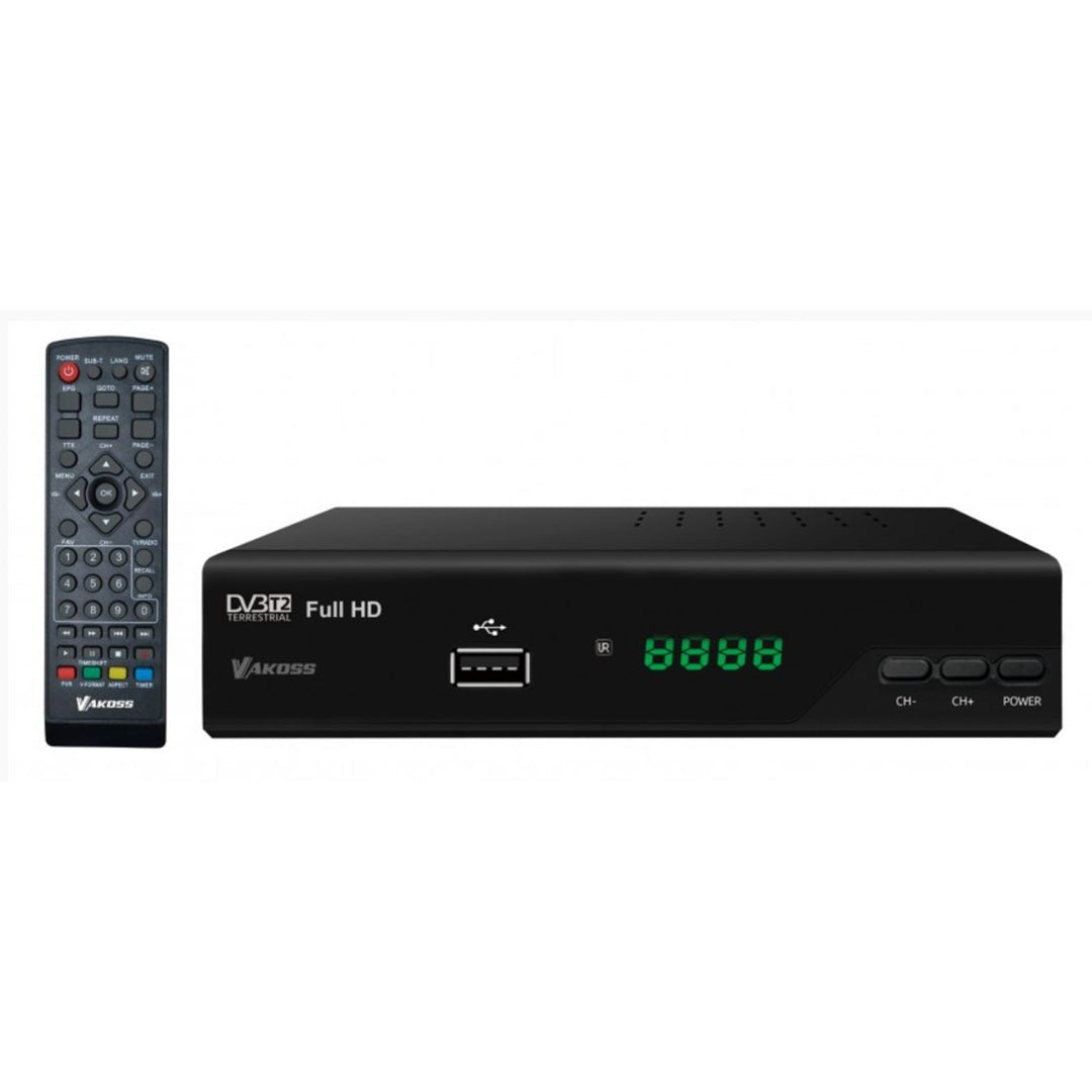 Tuner digital cu telecomanda, DVB-T/T2 H.265, Vakomtek DB-619, negru