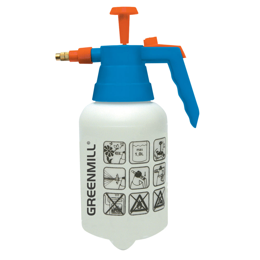 Pompa de stropit de mana GB925, Greenmill, capacitate rezervor 1,5 l, 2 bar presiune maxima, maner ergonomic,