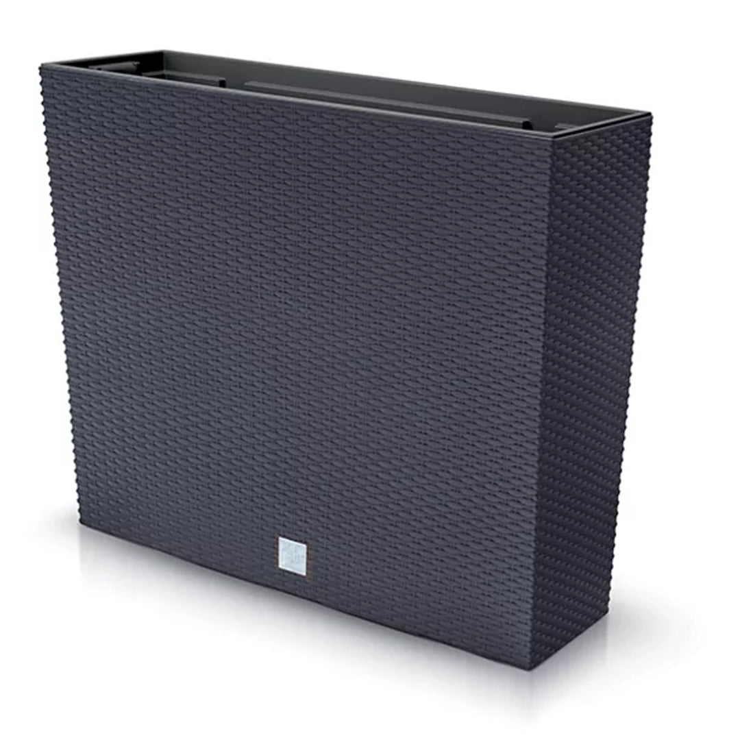 Ghiveci decorativ cu insertie Rato Case Tower, Prosperplast DRC600T, 58 x 50 x 18 cm, gri inchis