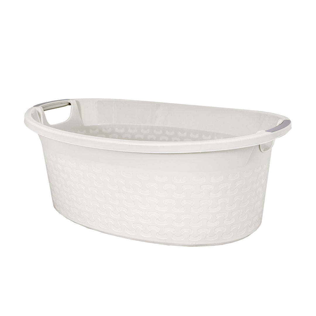 Lighean oval din plastic, cu manere, Branq Cotton, volum 40L, alb