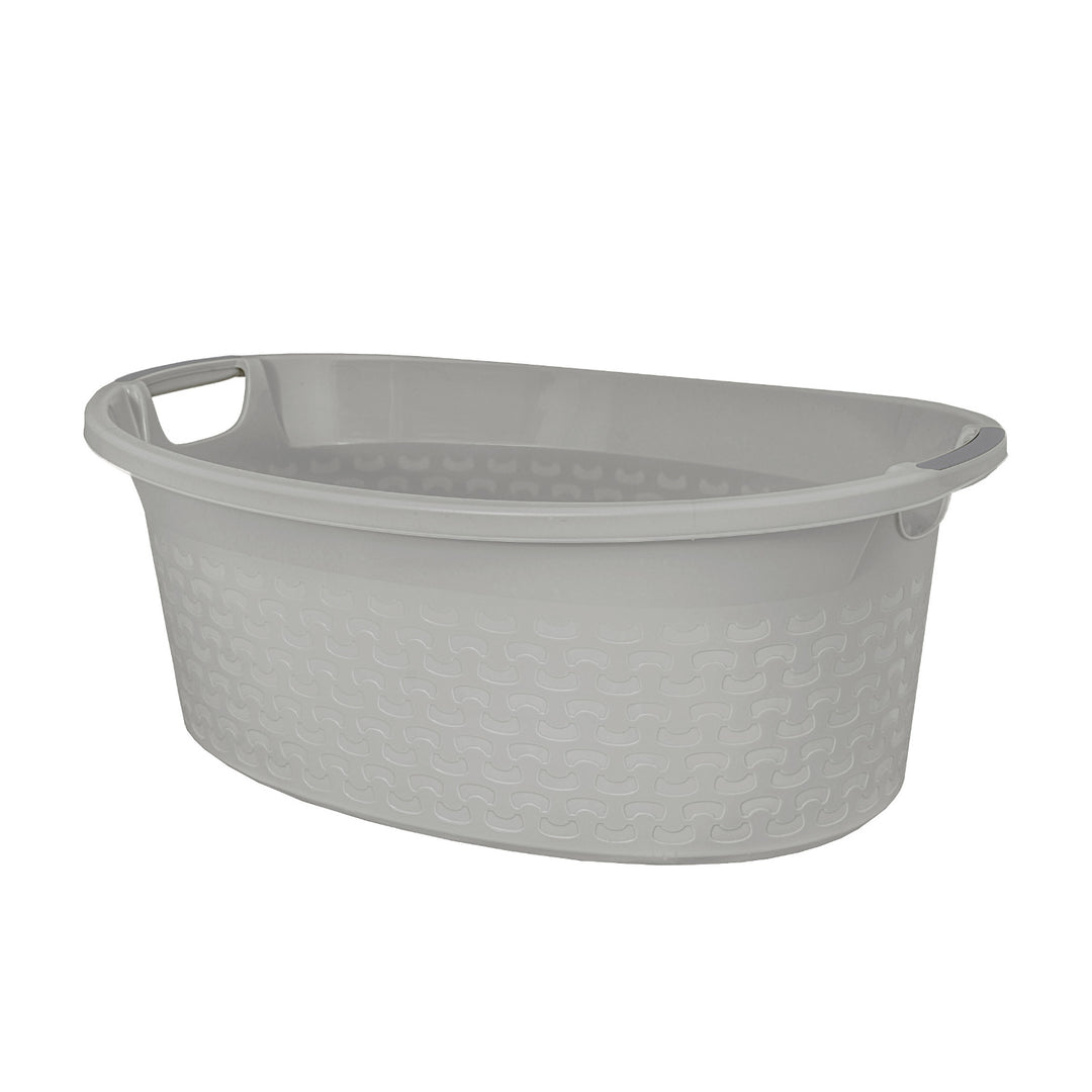 Lighean oval din plastic, cu manere, Branq Cotton, volum 40L, gri inchis