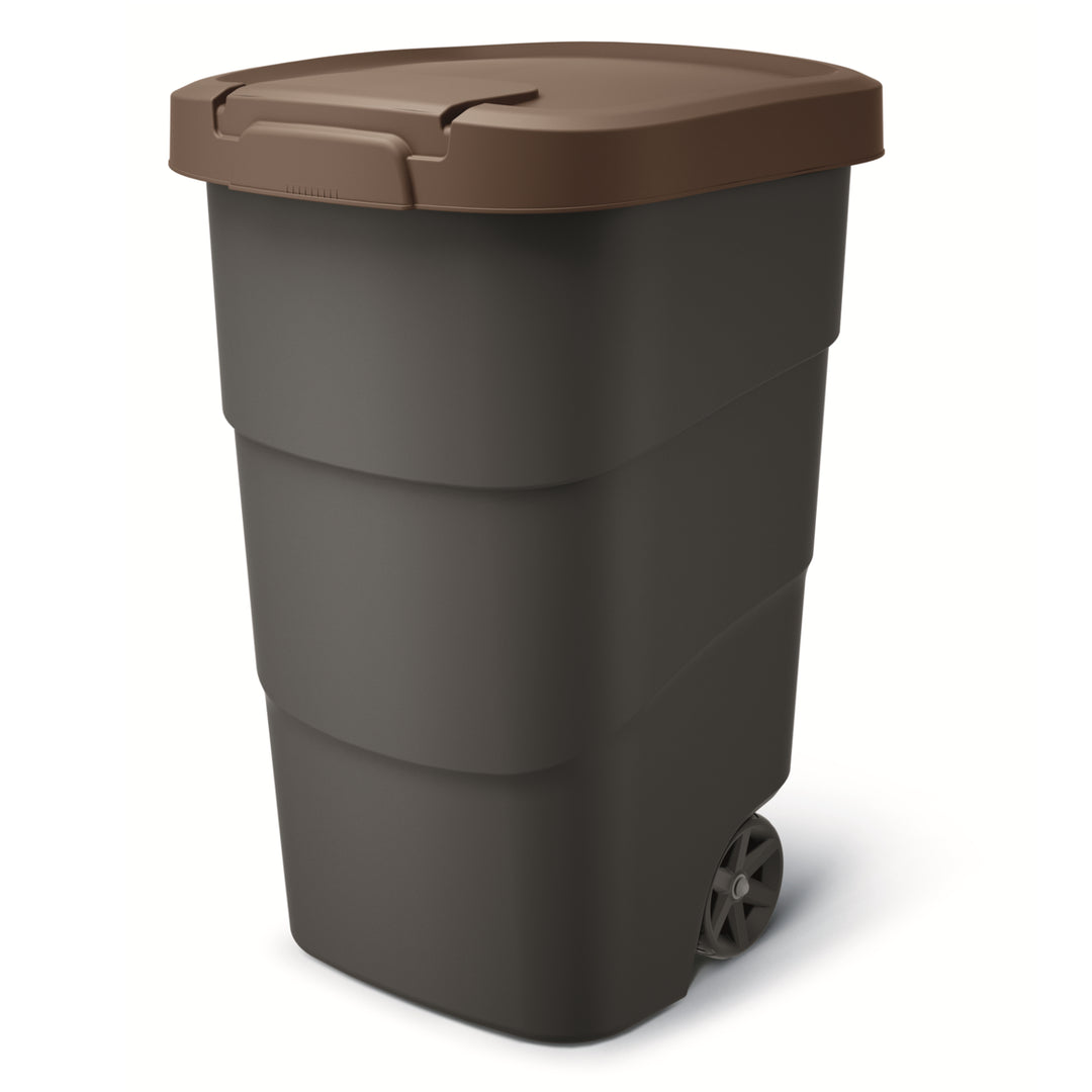 Cos de gunoi Wheeler Prosperplast, 95 L, cu roti, negru-maro