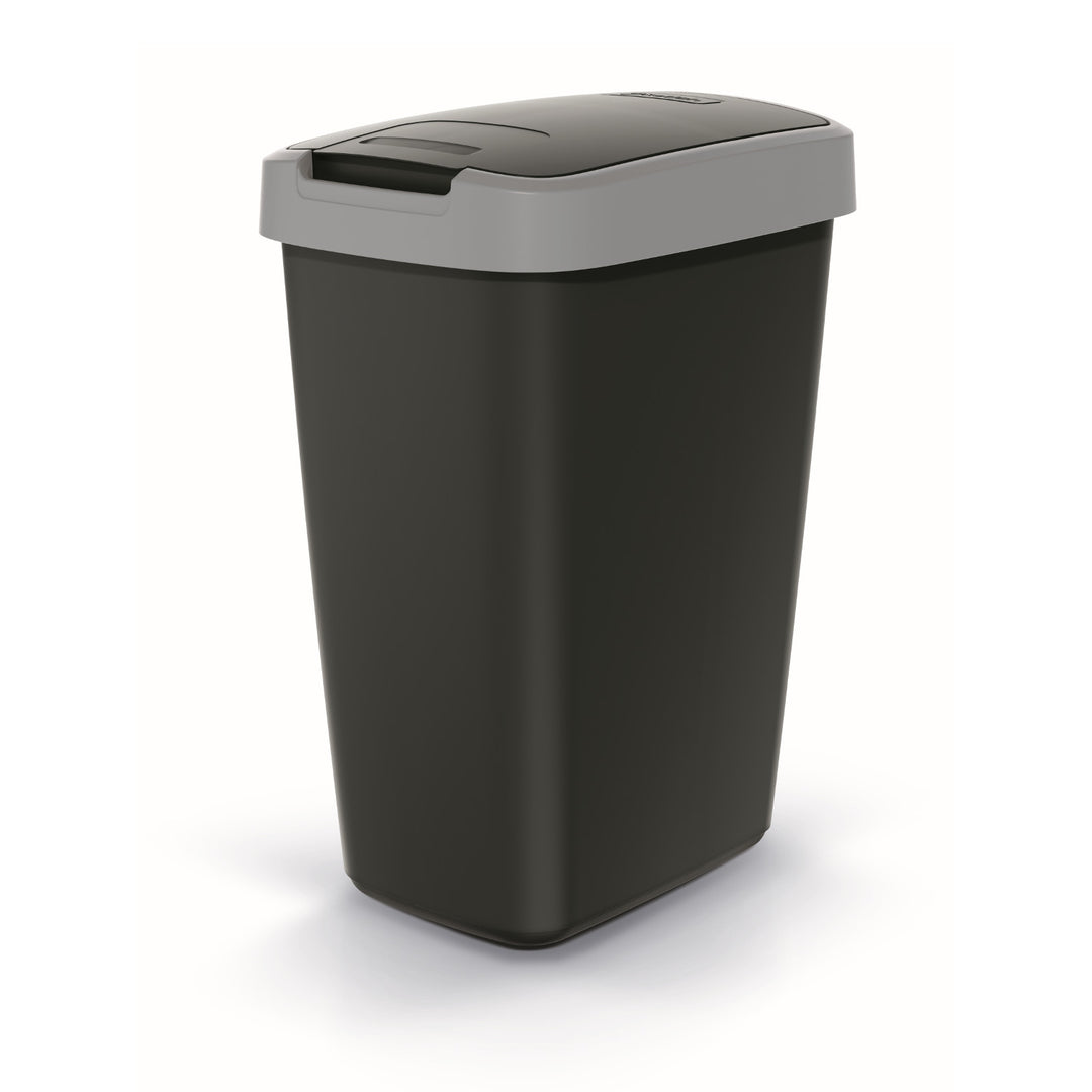 Cos de gunoi COMPACTA Q, cu clapeta, negru - gri, 12l