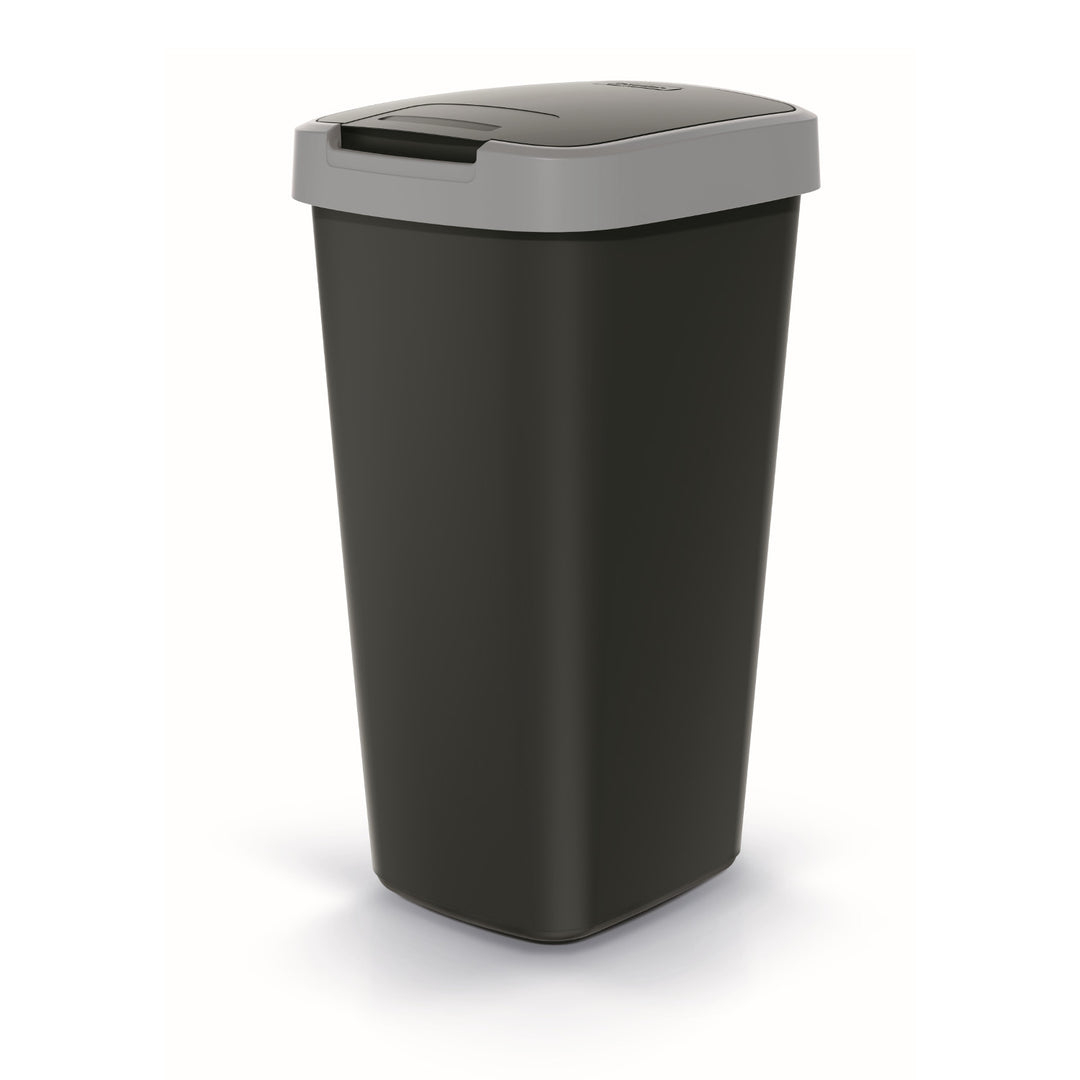 Cos de gunoi COMPACTA Q, cu clapeta, negru - gri, 25 L