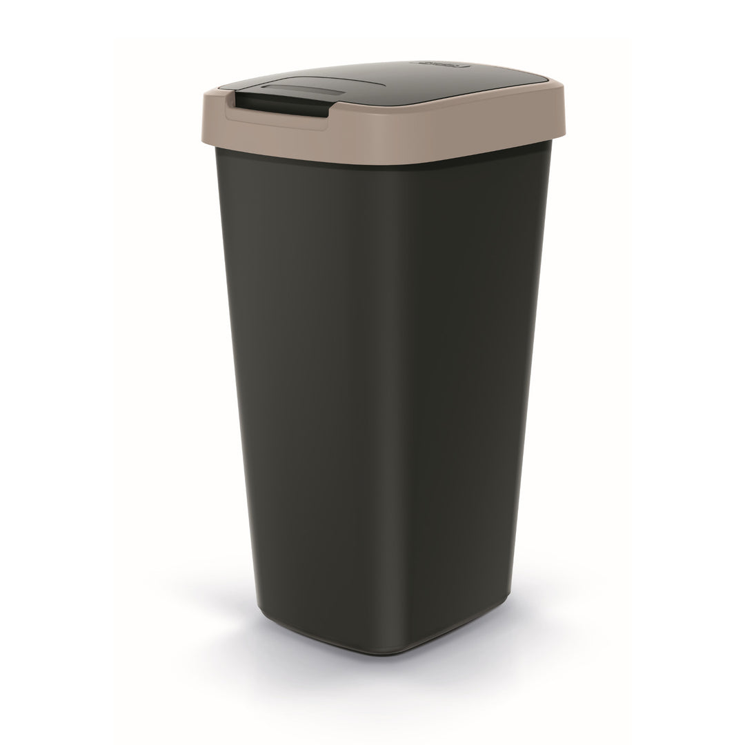 Cos de gunoi COMPACTA Q, cu clapeta, negru - maro deschis, 25 L