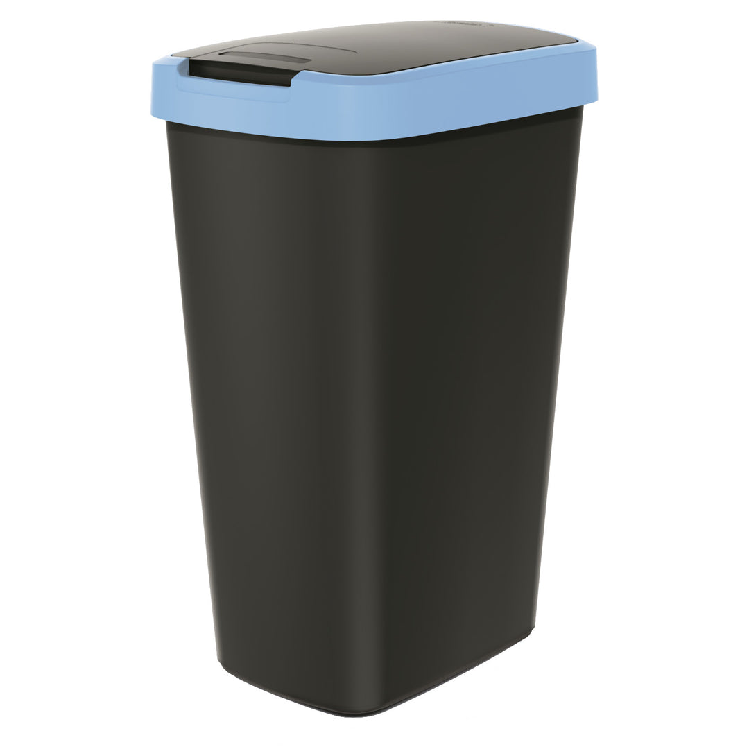 Cos de gunoi COMPACTA Q, cu clapeta, negru - albastru deschis, 45l