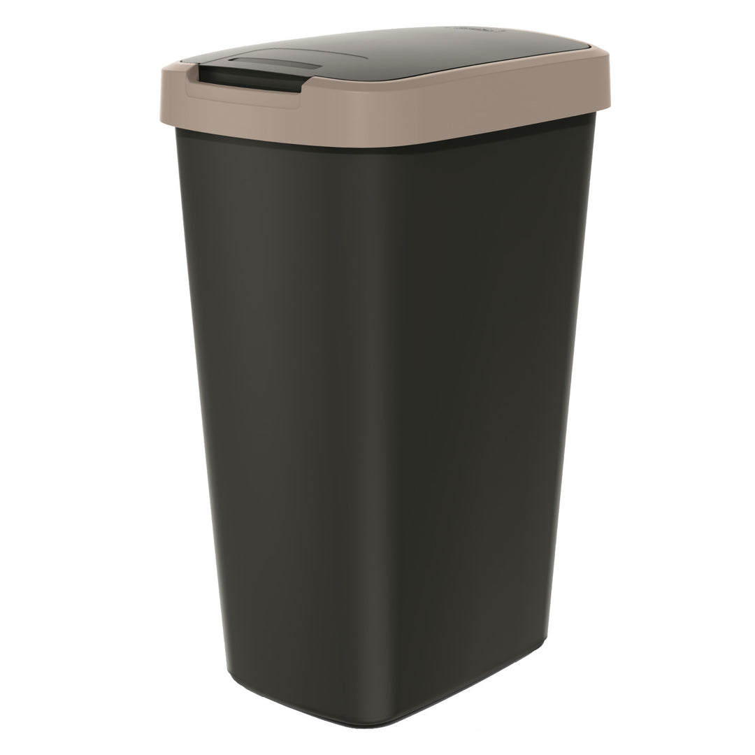 Cos de gunoi COMPACTA Q, cu clapetă, negru - maro deschis, 45l