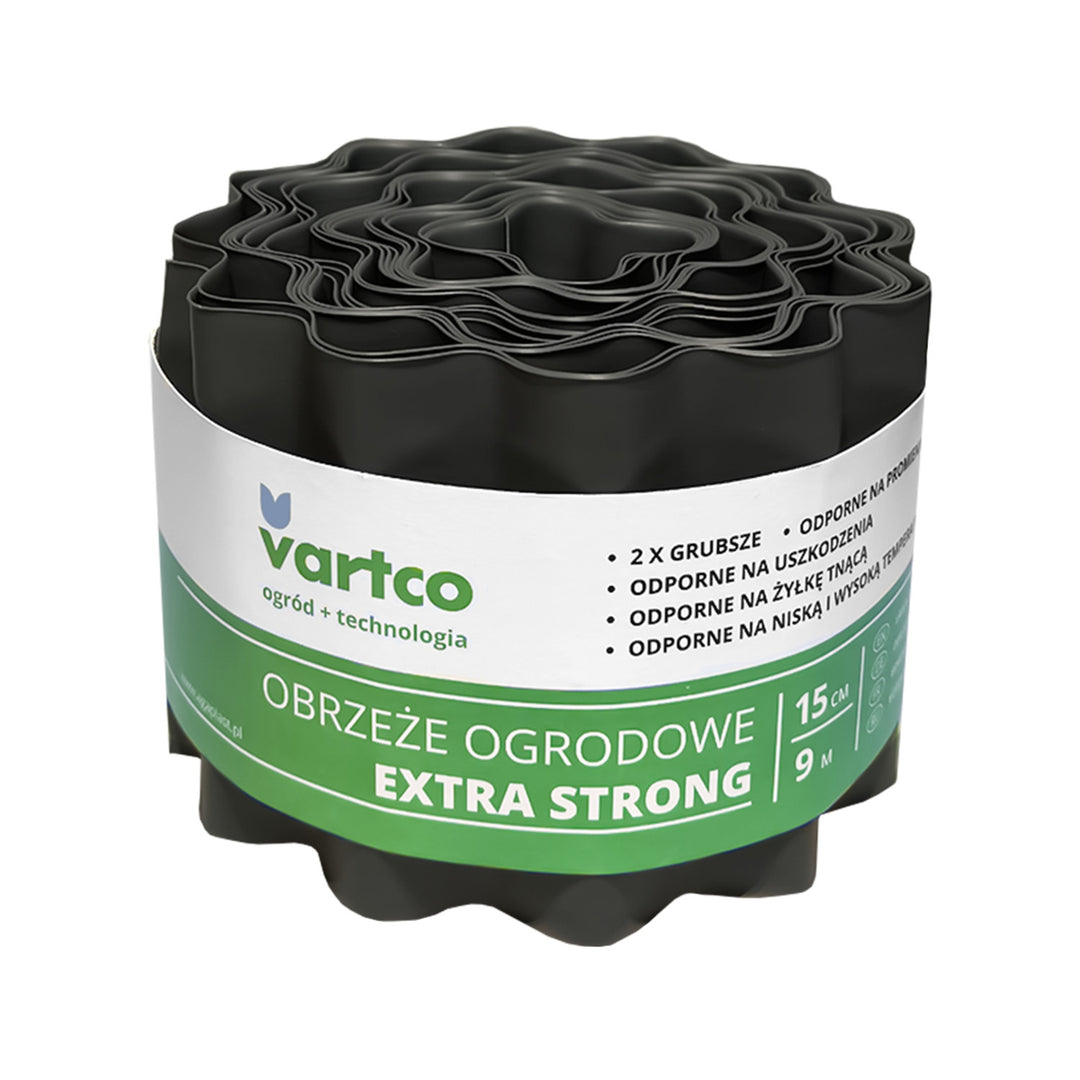Bordură ondulata de grădină, 15cm x9m, Vartco Extra Strong, gri
