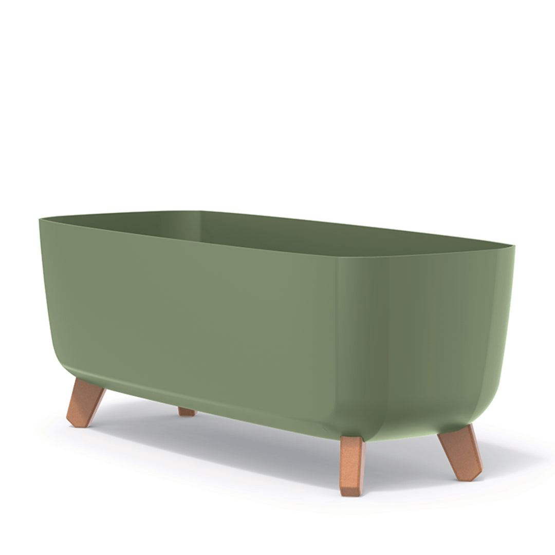 Ghiveci de flori Prosperplast Gracia Case DGCL600-5615C cu picioare și inserție - culoare verde pământiu