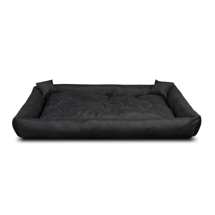 Pat pentru caini si pisici, din microfibra, 75 x 65 cm, negru, 2 perne incluse