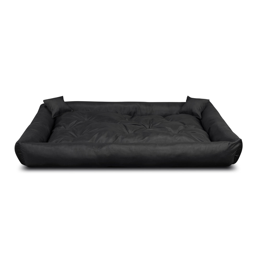 Pat pentru caini si pisici, din microfibra, 115 x 95 cm, negru, 2 perne incluse