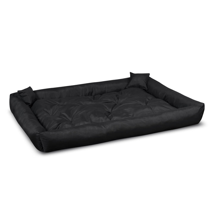 Pat pentru caini si pisici, din microfibra, 115 x 95 cm, negru, 2 perne incluse