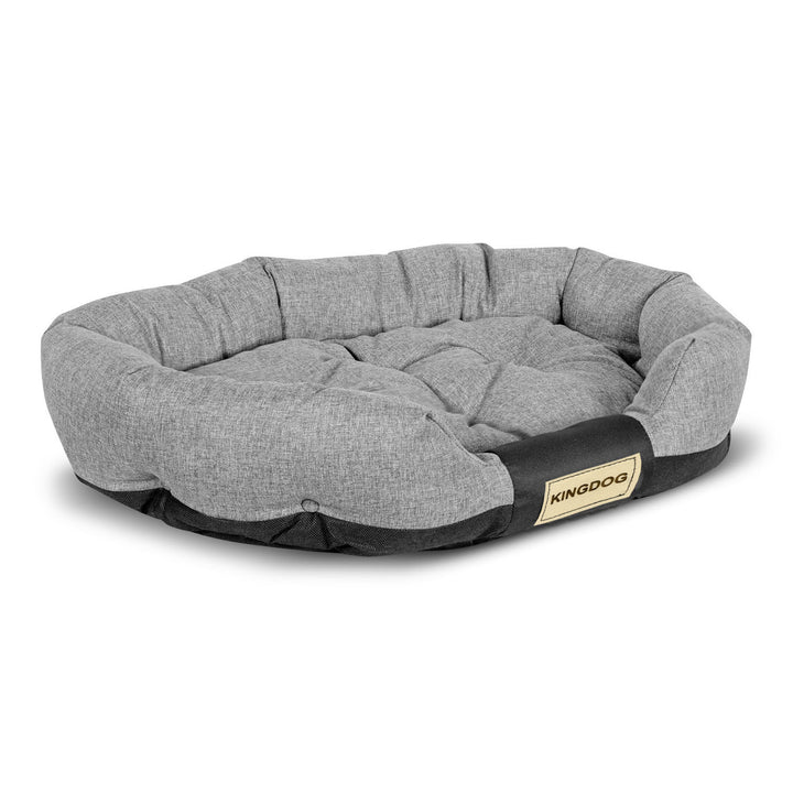 Pat pentru caini, Aio Factory, oval, 130 x 105 cm, XXL, gri inchis