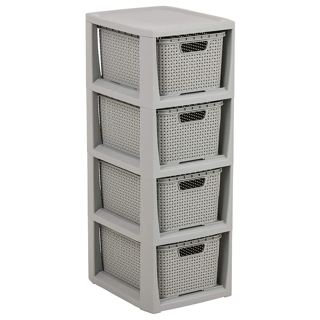 Suport cu 4 cosuri, BranQ, plastic, gri, capacitate de 7 L