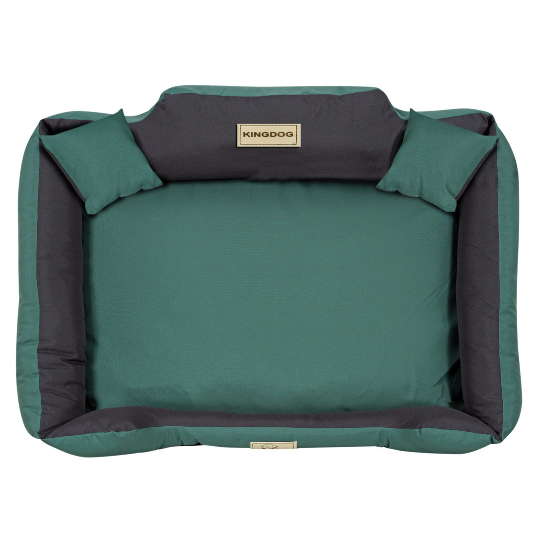Pat pentru caini KingDog, marime XL, 115 x 95 cm, verde - negru