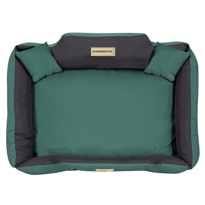 Pat pentru caini KingDog, marime XL, 115 x 95 cm, verde - negru