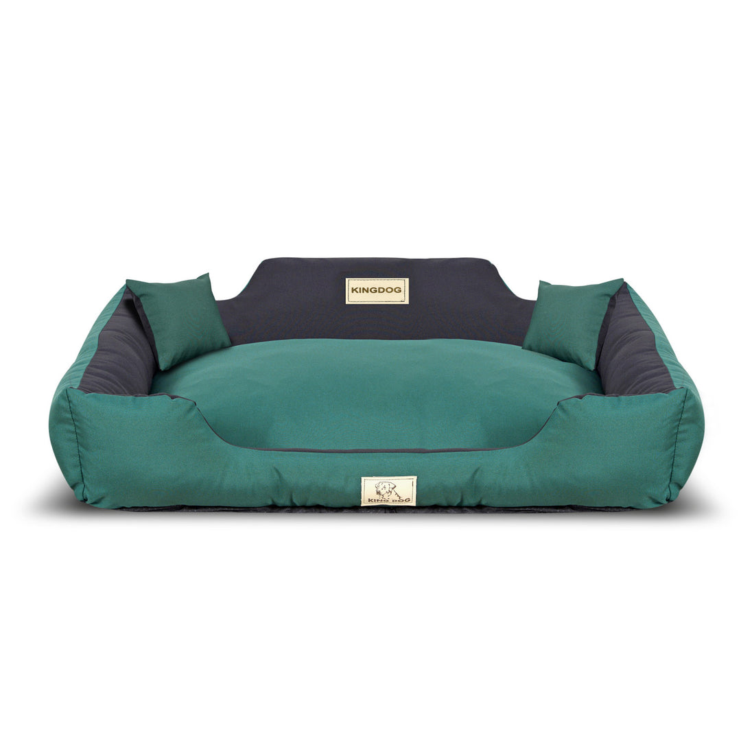 Pat pentru caini KingDog, marime XL, 115 x 95 cm, verde - negru
