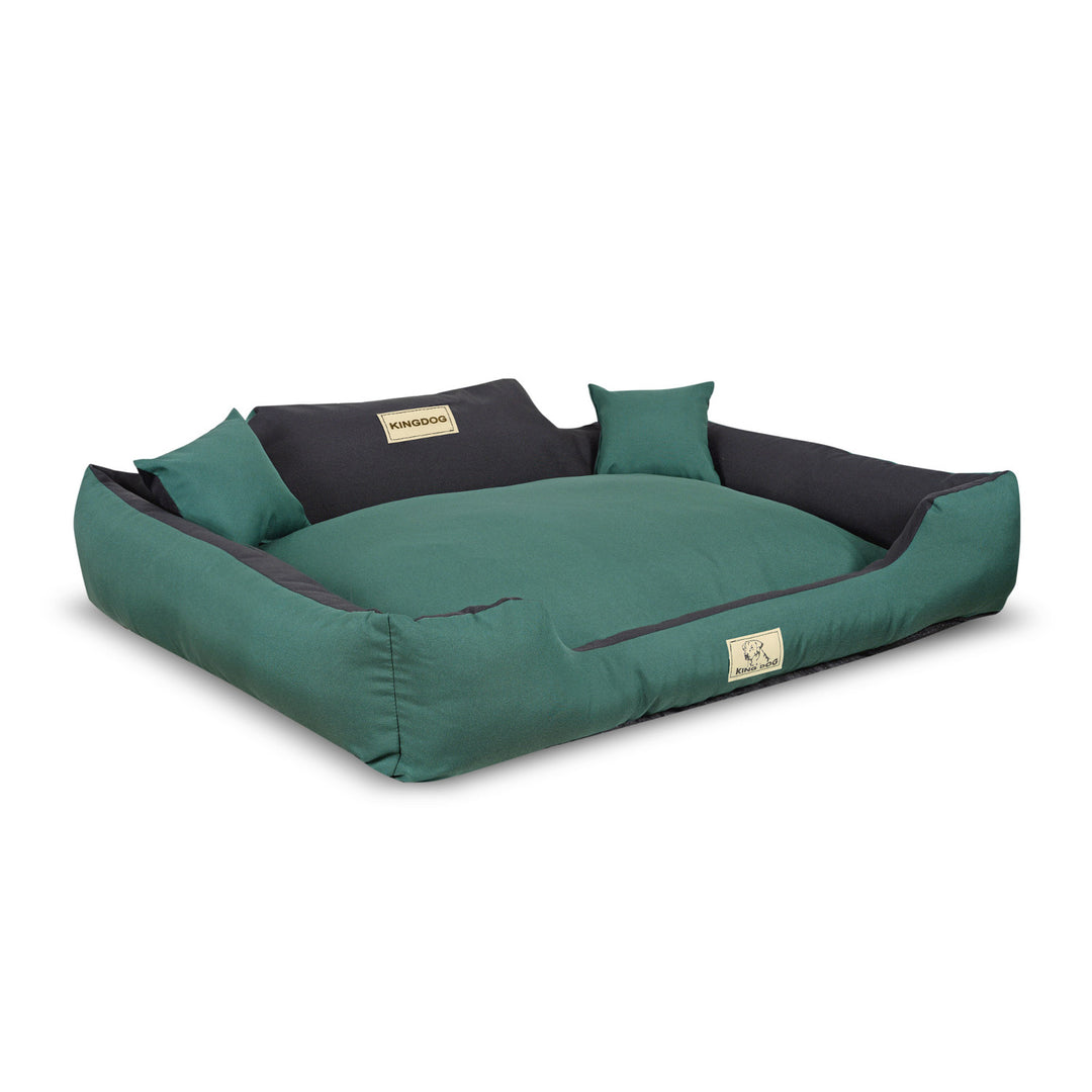 Pat pentru caini KingDog, marime XL, 115 x 95 cm, verde - negru