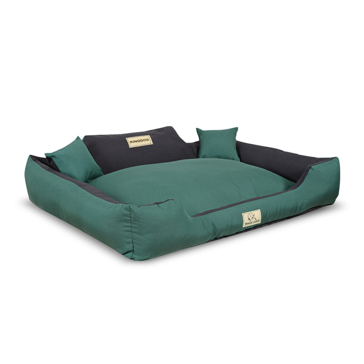 Pat pentru caini KingDog, marime XL, 115 x 95 cm, verde - negru